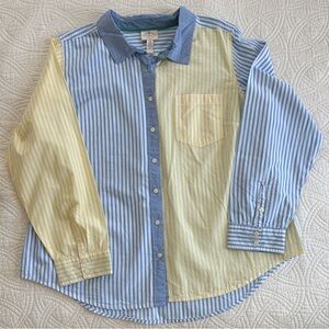Color Block Striped Shirt with Chambray Detail Petite XL St John’s Bay
